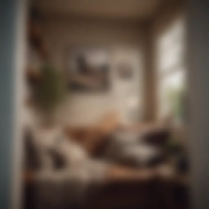 A cozy reading nook decorated with personal photographs