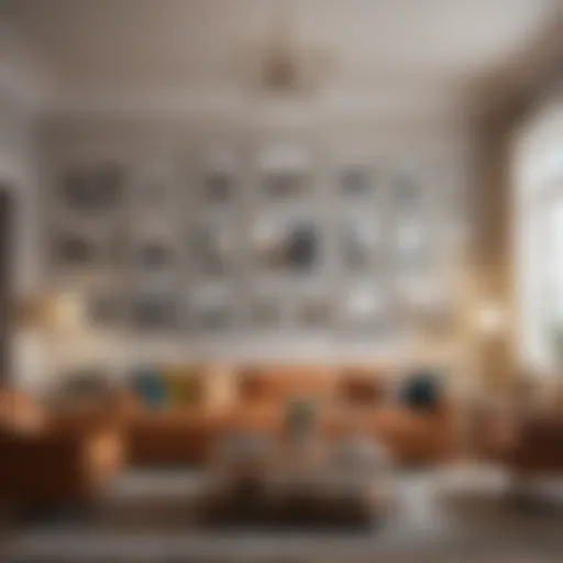 Elegant living room adorned with a gallery wall of framed art