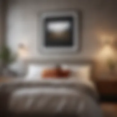 Framed Prints Above a Sophisticated Bed Sophisticated bedroom showcasing framed prints above the bed