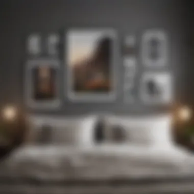 Gallery Wall Display in a Bedroom Gallery wall with framed art and photos