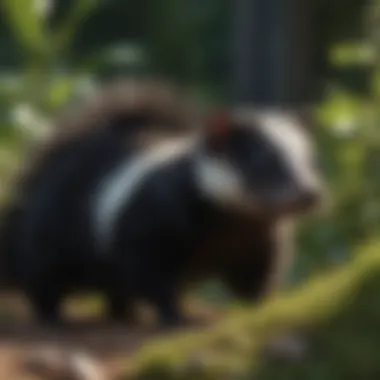 Skunk in a backyard