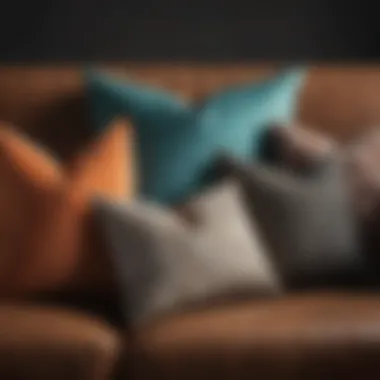 Variety of textures and colors in pillow selection