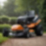 A Husqvarna lawn mower in action showcasing its powerful performance.