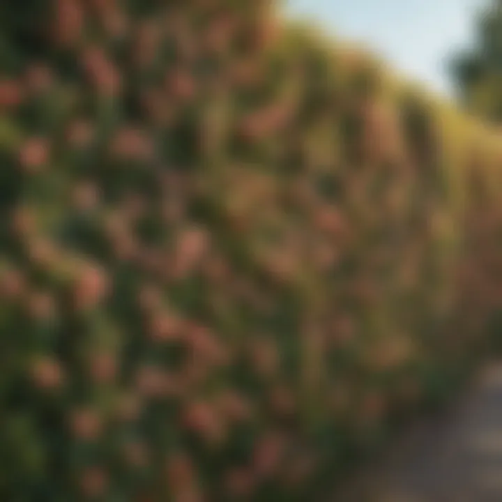 Close-up of a flowering privacy hedge in full bloom