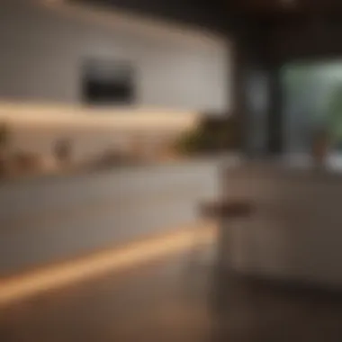 Warm LED strip lighting under kitchen cabinets