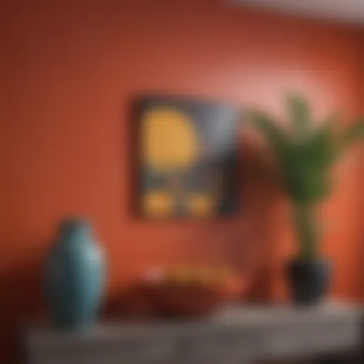 Vibrant accent wall showcasing a bold color choice