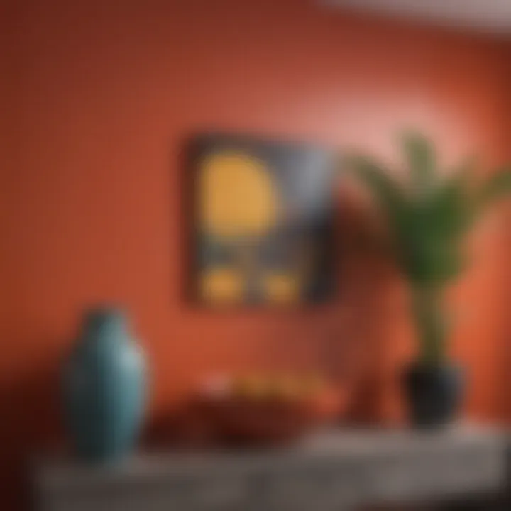 Vibrant accent wall showcasing a bold color choice