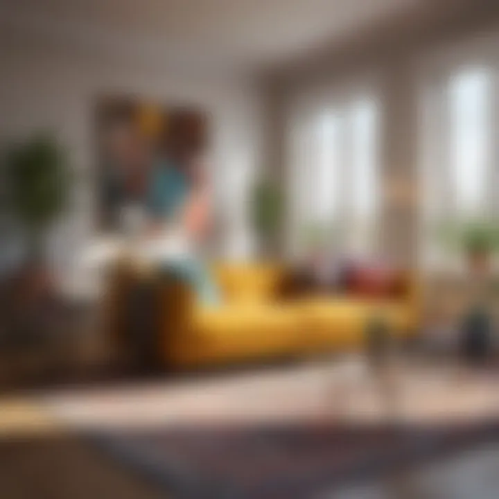 Stylish living room featuring colorful accessories