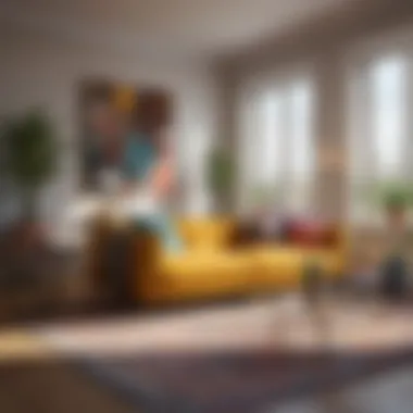 Living Room with Colorful Accessories Stylish living room featuring colorful accessories