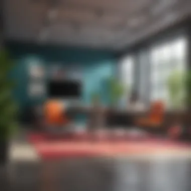 Office Space with Vibrant Highlights Office space transformed with vibrant color highlights