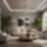 Luxurious living room adorned with a large indoor plant