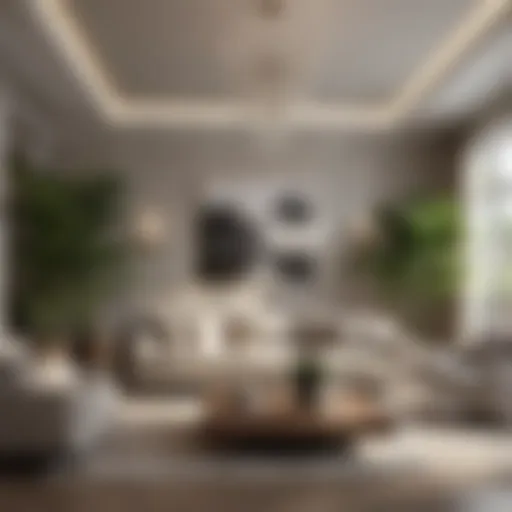 Luxurious living room adorned with a large indoor plant