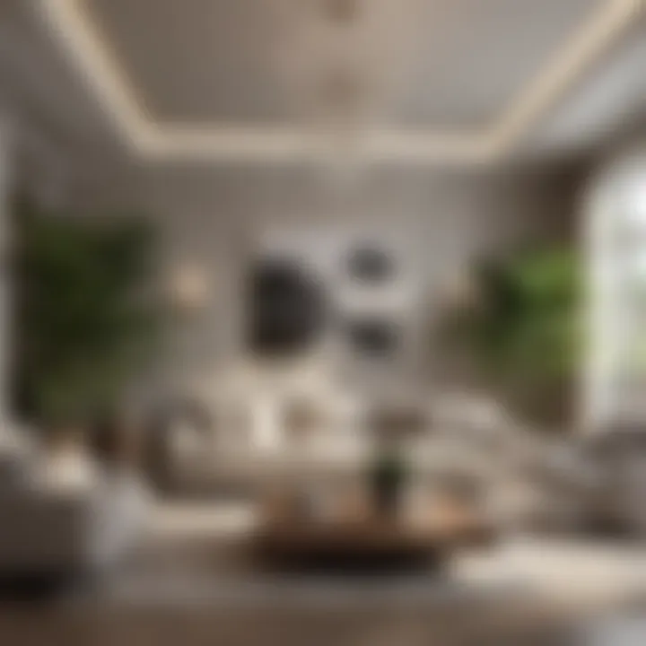 Luxurious living room adorned with a large indoor plant