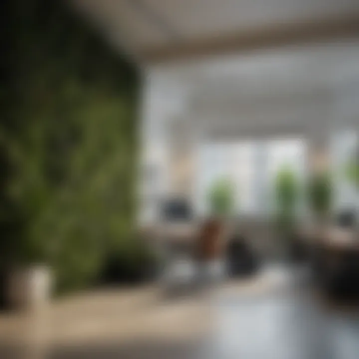 Stylish office space featuring tall greenery