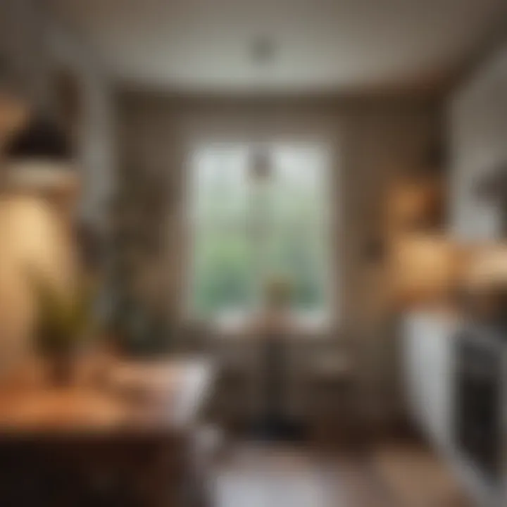 A cozy kitchen nook featuring a small dining table and decor