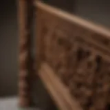 Elegant wooden bannister rail with intricate carvings