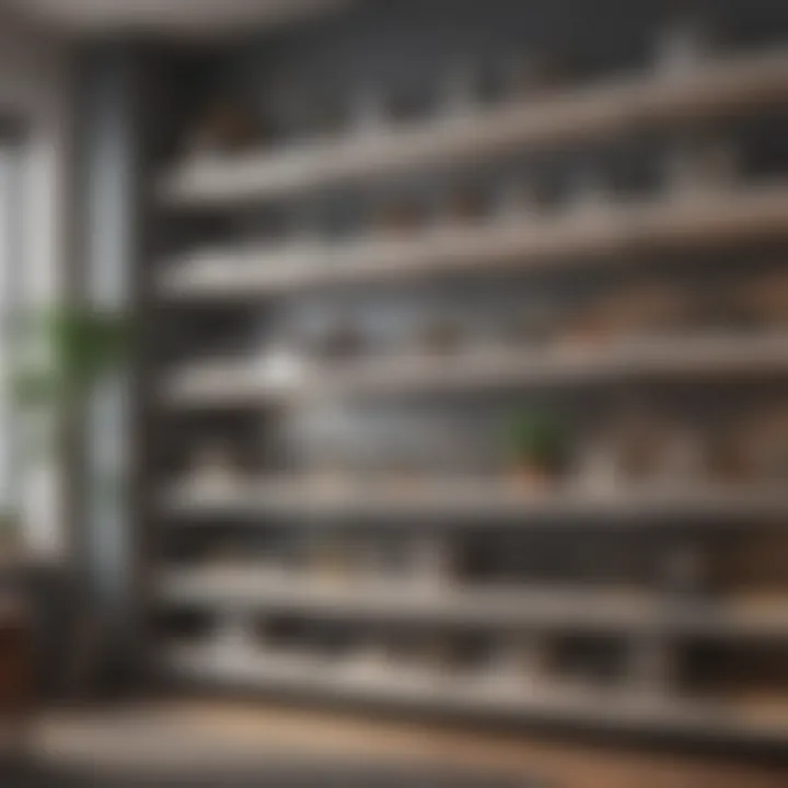 A well-organized open shelving unit in a contemporary setting