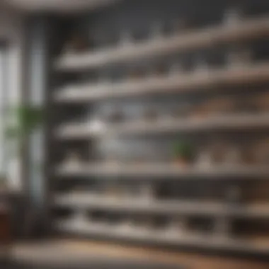 Organized Open Shelving for Modern Living A well-organized open shelving unit in a contemporary setting