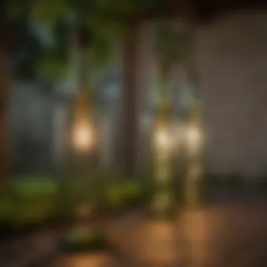 Repurposed Wine Bottles as Unique Light Fixtures Repurposed wine bottles used as garden lights
