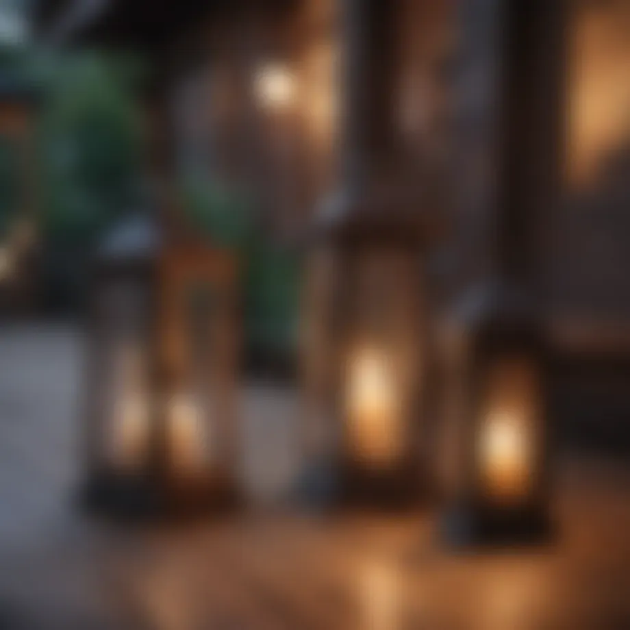 Rustic lanterns adorning a wooden patio