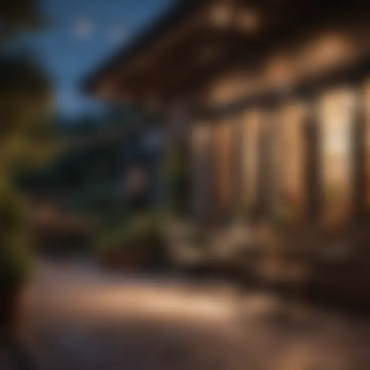Solar-powered lights illuminating a cozy patio