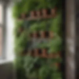 Stylish vertical garden storage with herbs and tools