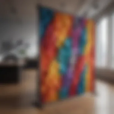 Creative fabric divider adding color to an office