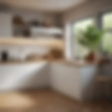 Charming small white kitchen using natural textures