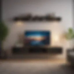 Sleek wall-mounted TV shelf with integrated lighting