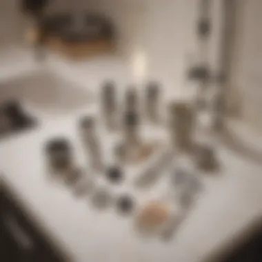 Essential components of a kitchen drain pipe kit laid out