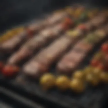 A variety of grilled meats and vegetables arranged beautifully