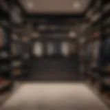 Elegant master closet with customizable shelving and organized compartments