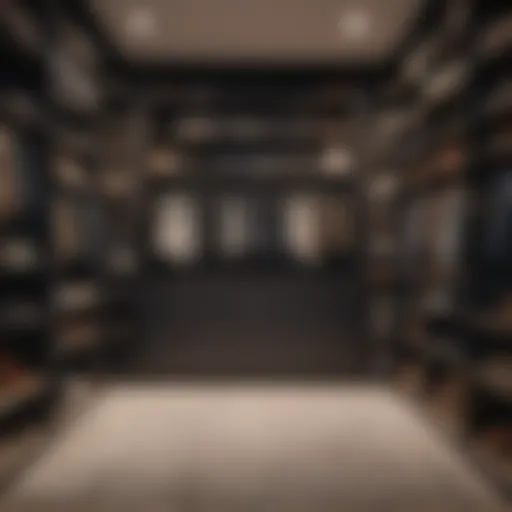 Elegant master closet with customizable shelving and organized compartments