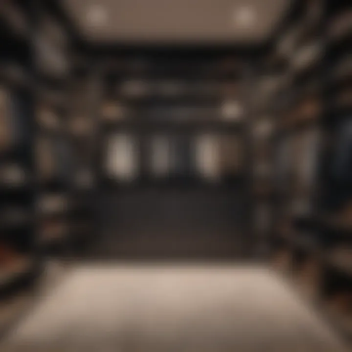 Elegant master closet with customizable shelving and organized compartments