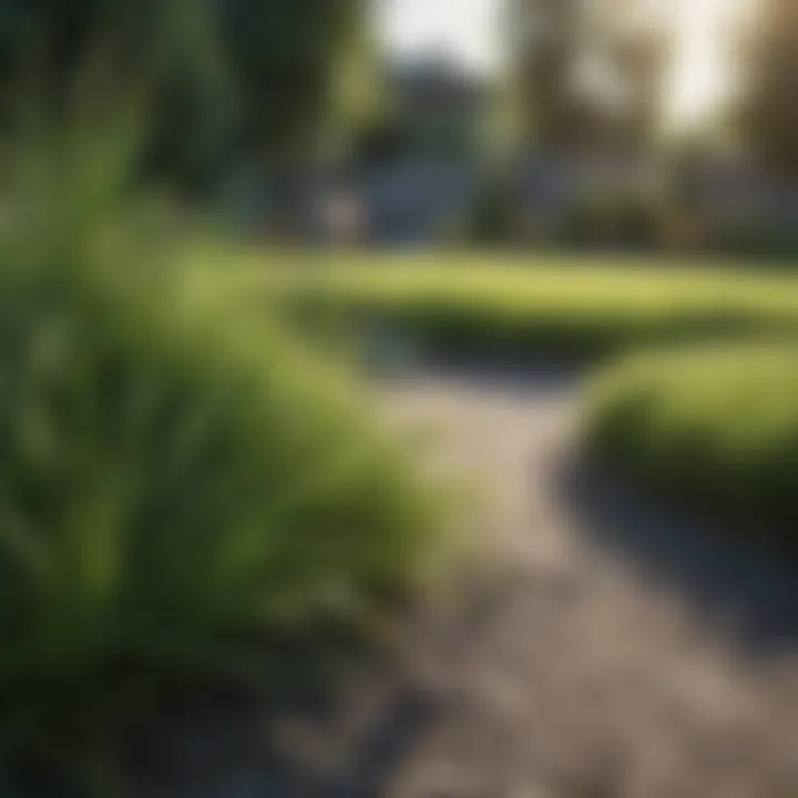 Different grass types in a garden