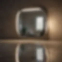 Close-up of a pristine mirror reflecting a well-lit room
