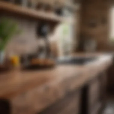 Stylish wooden countertop in a rustic kitchen