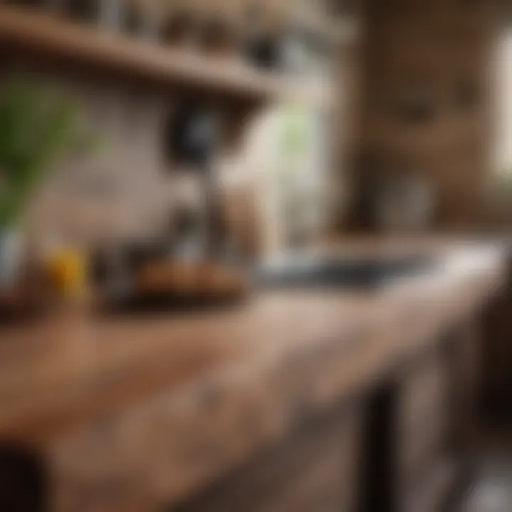 Stylish wooden countertop in a rustic kitchen