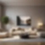 Elegant minimalist living room featuring neutral tones and sleek furniture
