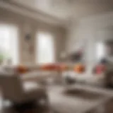Elegant neutral living room with pops of color