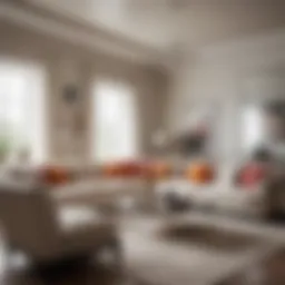 Elegant neutral living room with pops of color