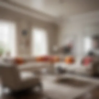 Elegant neutral living room with pops of color