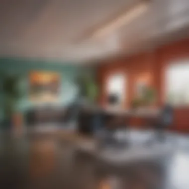 Creative Color and Lighting in Workspace Creative use of color and lighting in a collaborative workspace