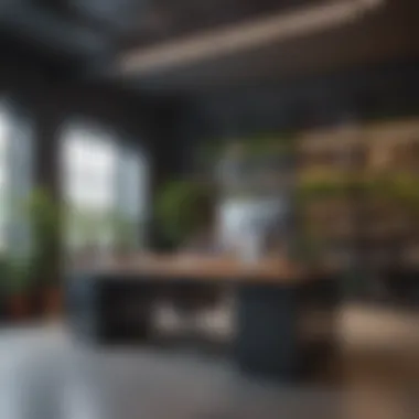 Stylish Office Environment with Technology Integration Technology integration in a stylish office environment