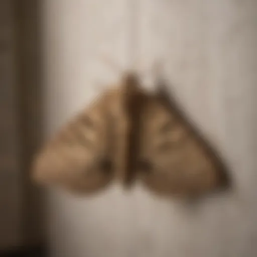 Close-up of a moth in a closet