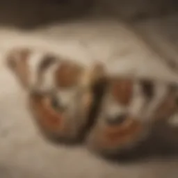 Close-up of a moth on fabric