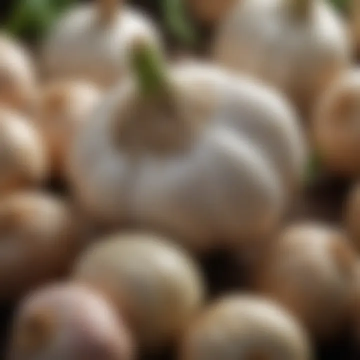 A close-up of garlic cloves, known for their pest-repelling properties.