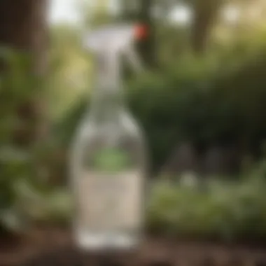 A homemade spray bottle filled with a natural pest deterrent, ready for application in the garden.
