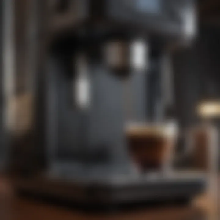 Close-up of coffee maker specifications highlighting key features