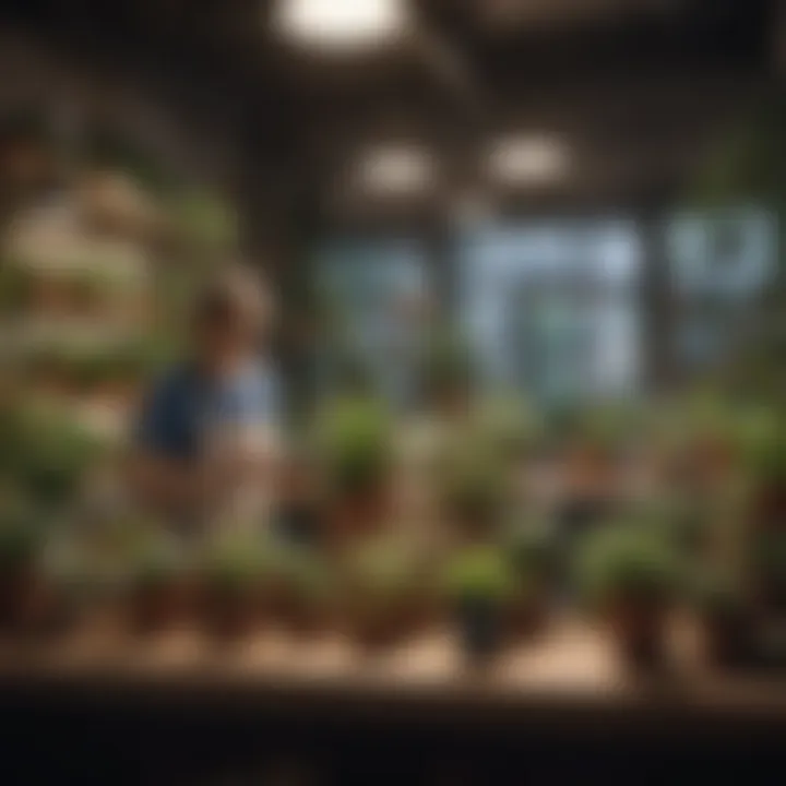 An arrangement of plants with a note emphasizing the importance of supporting small businesses.
